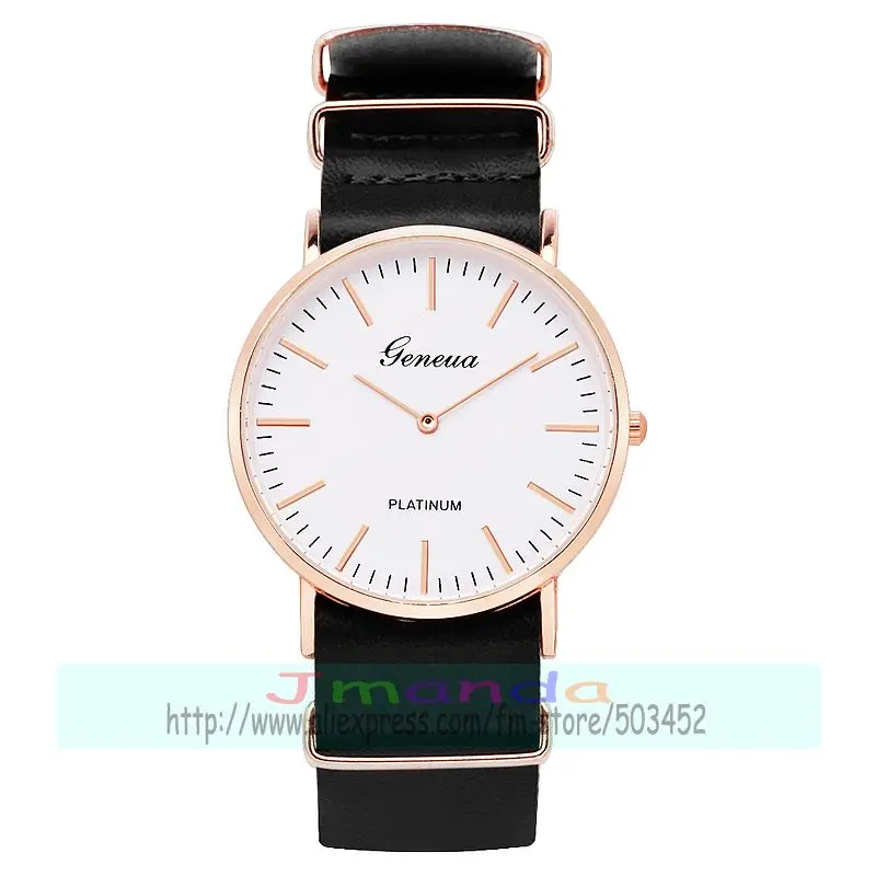 

100pcs/lot Fashion Gold Case GENEVA Brand Leather Watch Wrap Quartz Casual Watch For Couple Two Pointing Clock Wholesale Price