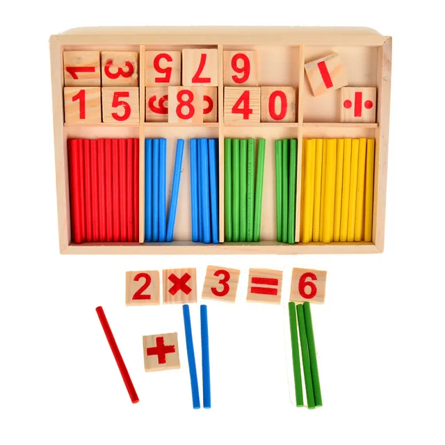 Conteo Palos caja Montessori Número de madera matemáticas