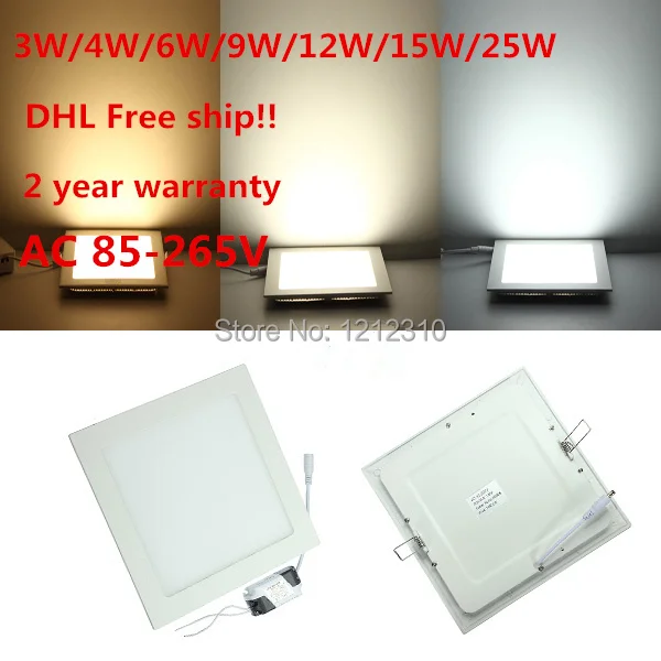 

DHL Free shipping 20pcs/lot Ultra thin design 25W AC85-265V LED ceiling recessed grid downlight / slim square panel light
