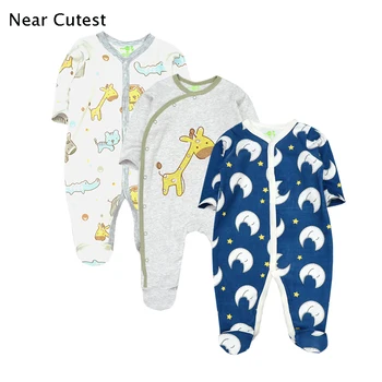 

Near Cutest 3pcs/lot Long Sleeve Cotton Baby Rompers Newborn Boy Girl Clothes Jumpsuit roupas infantis menino Overalls