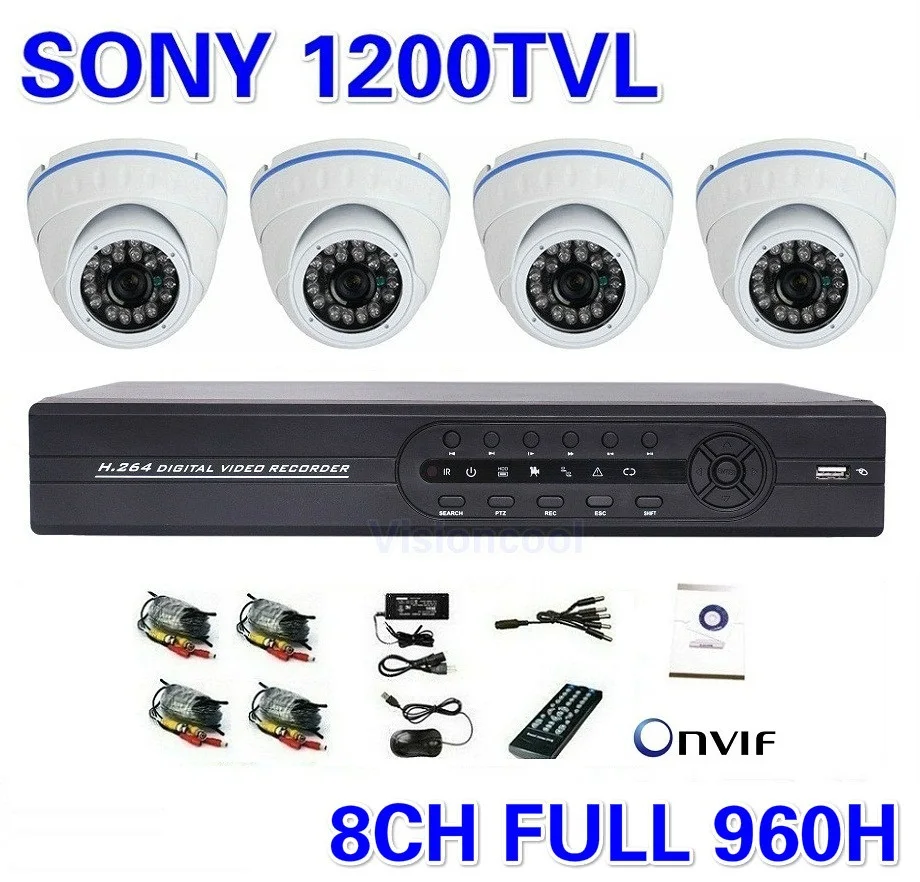 Видеонаблюдения NVR ip-безопасности Sony 1200TVL главная 4CH камеры системы 8CH полный 960 H DVR