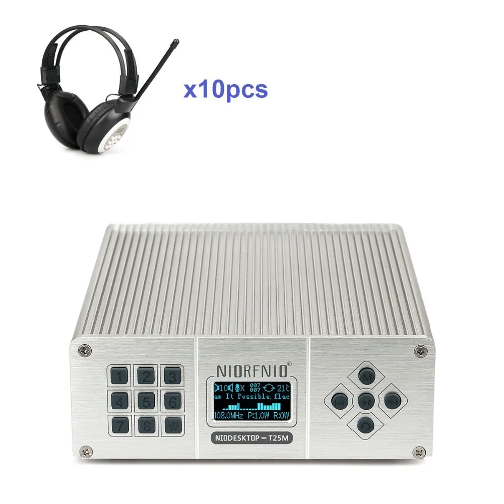 

25W Wireless Broadcasting System FM Transmitter + 10 Headphone for Church Meeting Translation Y4441A+Y4440A