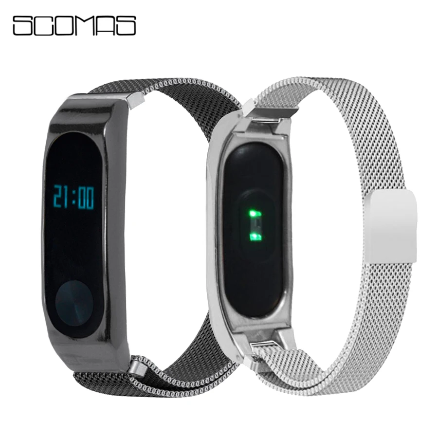 

SCOMAS Stainless Steel Strap For Xiaomi Mi Band 2 Milanese Loop With Magnet Lock Bracelet Wristbands For Miband 2