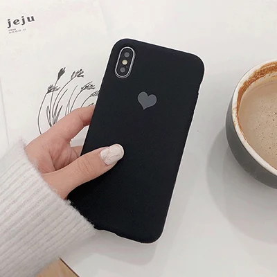 GlamPhone чехол сплошной цвет Macarons Love Heart чехол для телефона для iPhone 6 7 8 Plus X XR XS Max мягкий чехол на заднюю панель телефона чехол s - Цвет: black