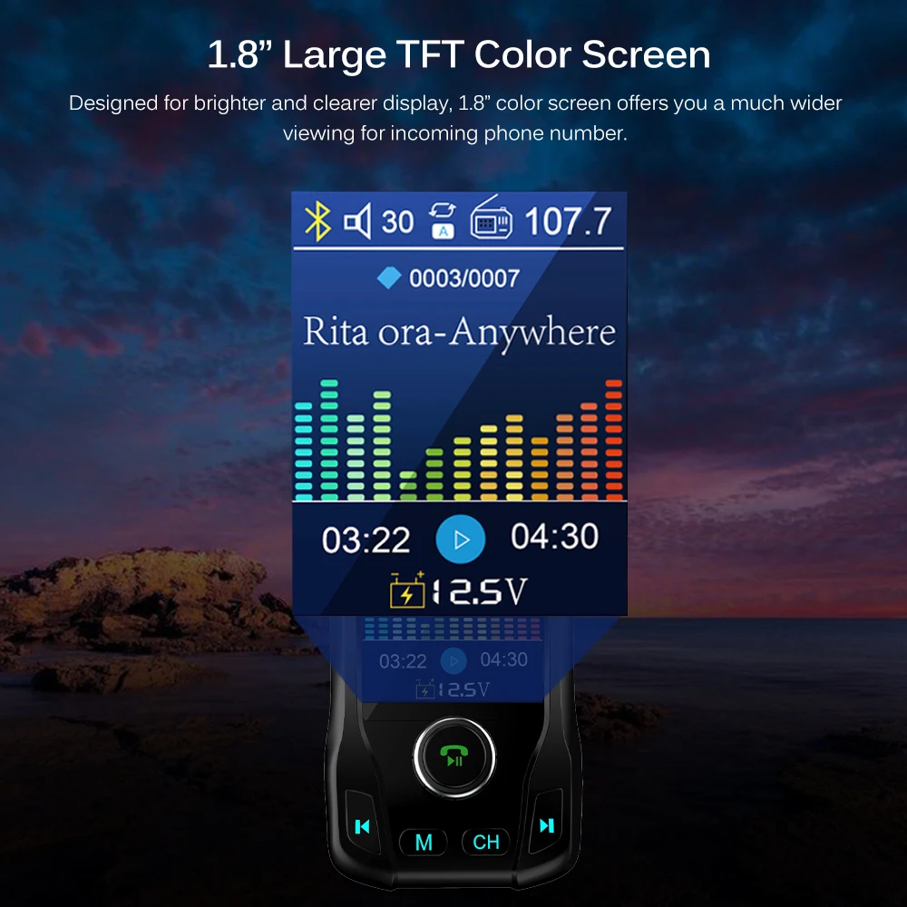 Onever беспроводной Bluetooth fm-передатчик модулятор Hands-free автомобильный комплект 1,8 дюймов цветной экран MP3-плеер с 5 В 3.1A двойной USB