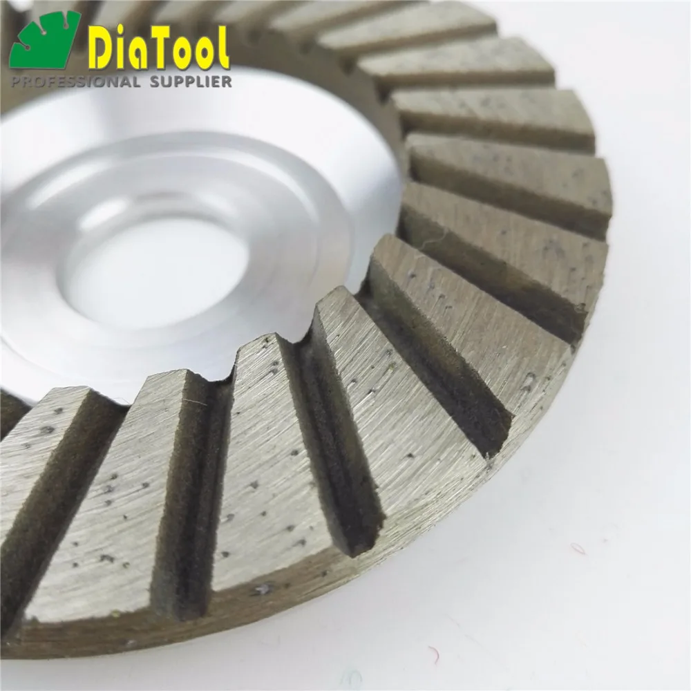 DIATOOL 2pcs 4"/100mm Diamond Turbo Row Grinding Cup Wheel, Aluminum Base Grit 30/40#, Bore 22.23mm Diamond Wheel Grinding Discs