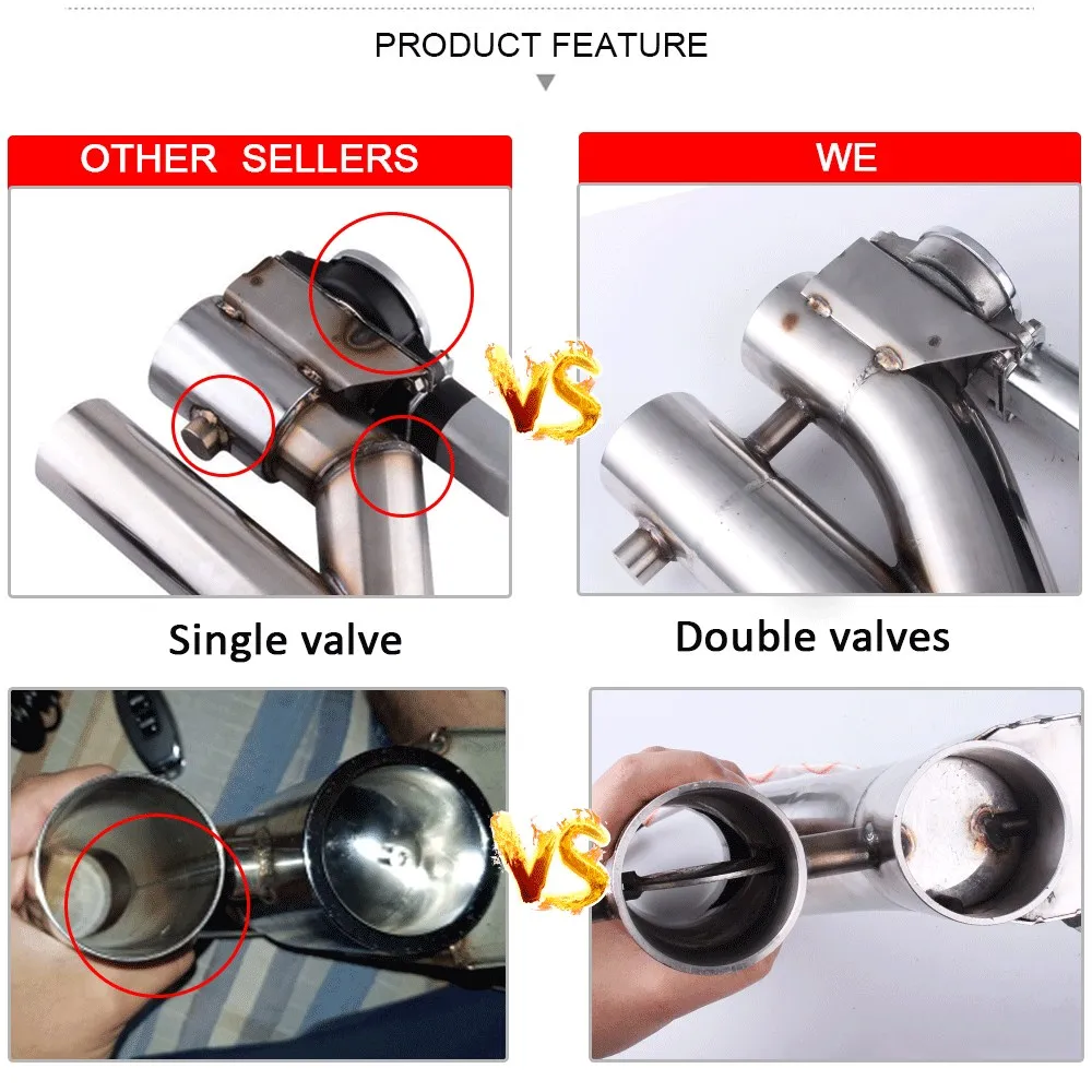 RASTP-нержавеющая сталь коллекторы Y трубы двойные клапаны Электрический выхлоп вырез комплект выхлопной трубы RS-BOV055