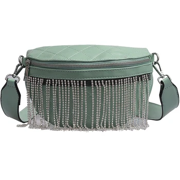 

Diamonds Cross-body Women Bag Leather Handbags PU Shoulder Bag Small mini Bags for Women Messenger Bags with Tassel black white