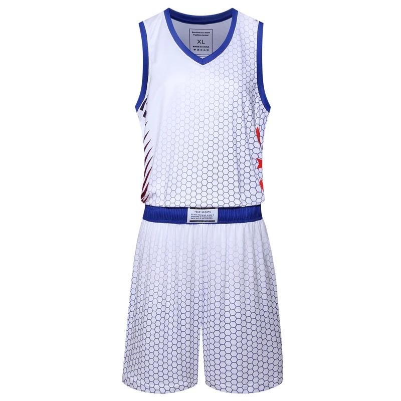 Men's Blank Basketball Jersey Game Team Uniform Sportswear Kits Male Training Shirt Adult Sports