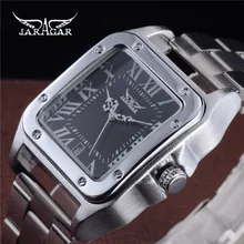 Jaragar mecánico automático relojes hombre santos 100 serie de lujo de acero completo reloj cuadrado reloj