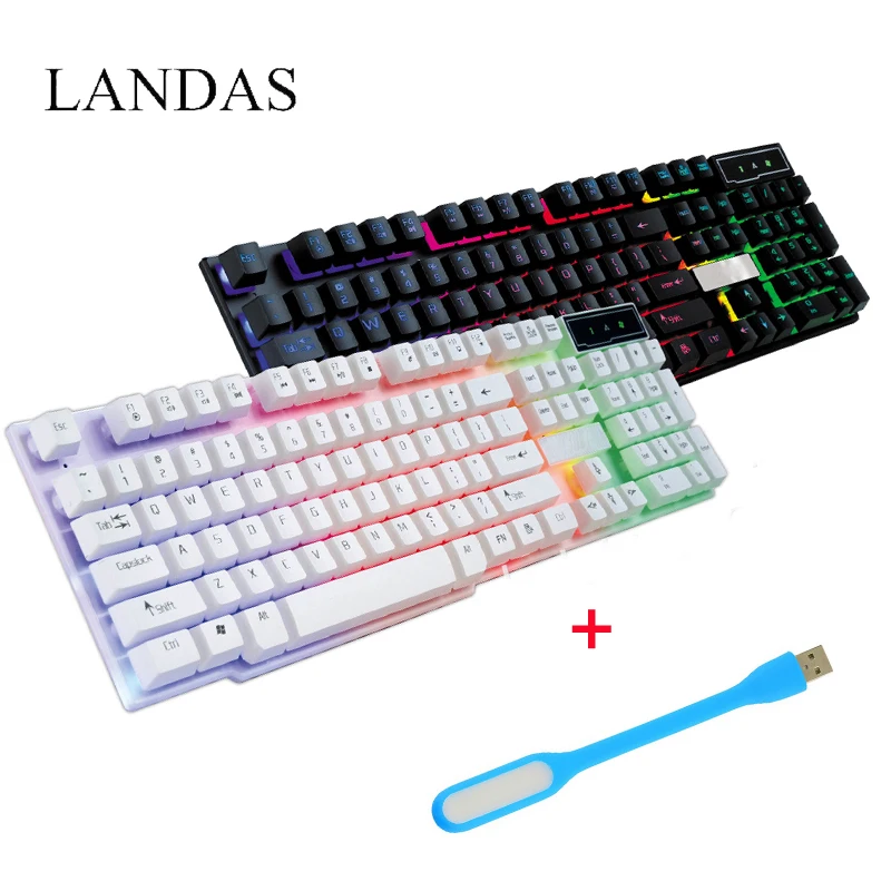 

Landas 104 Key Wired Gaming Keyboard Backlit For Gamer Desktop Mechanical Feel Led USB Back Light Compuer Gamer Gaming Keyboard