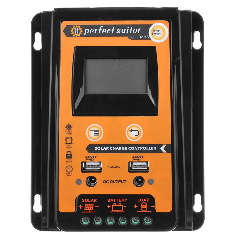 

30A/50A/70A 12V/24V Solar Panel Battery Charge Controller PWM Intelligent LCD Display Solar Collector Regulator Dual USB Output