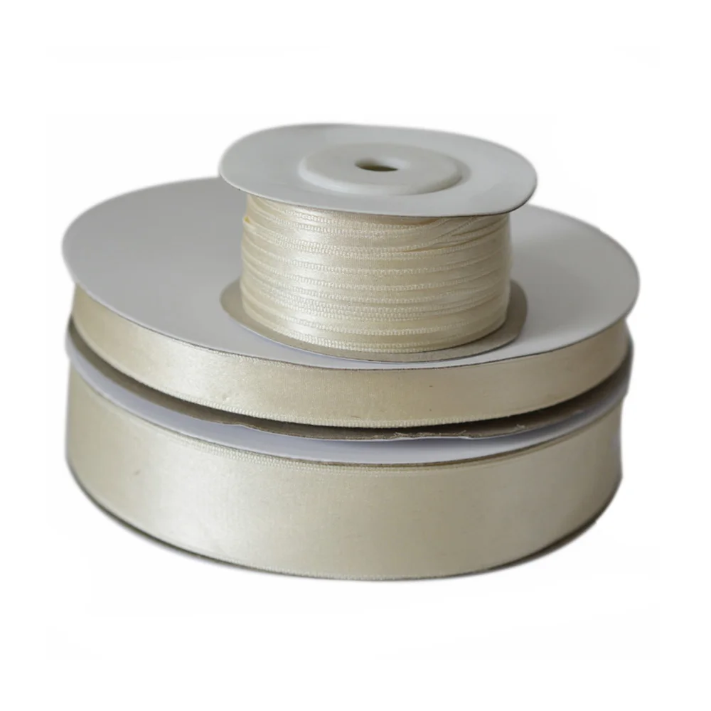 

203 Ivory,100% Real Pure Silk Ribbon for Embroidery Handcraft,Double Face Satin Silk Tape 4/13/25mm,10m/roll