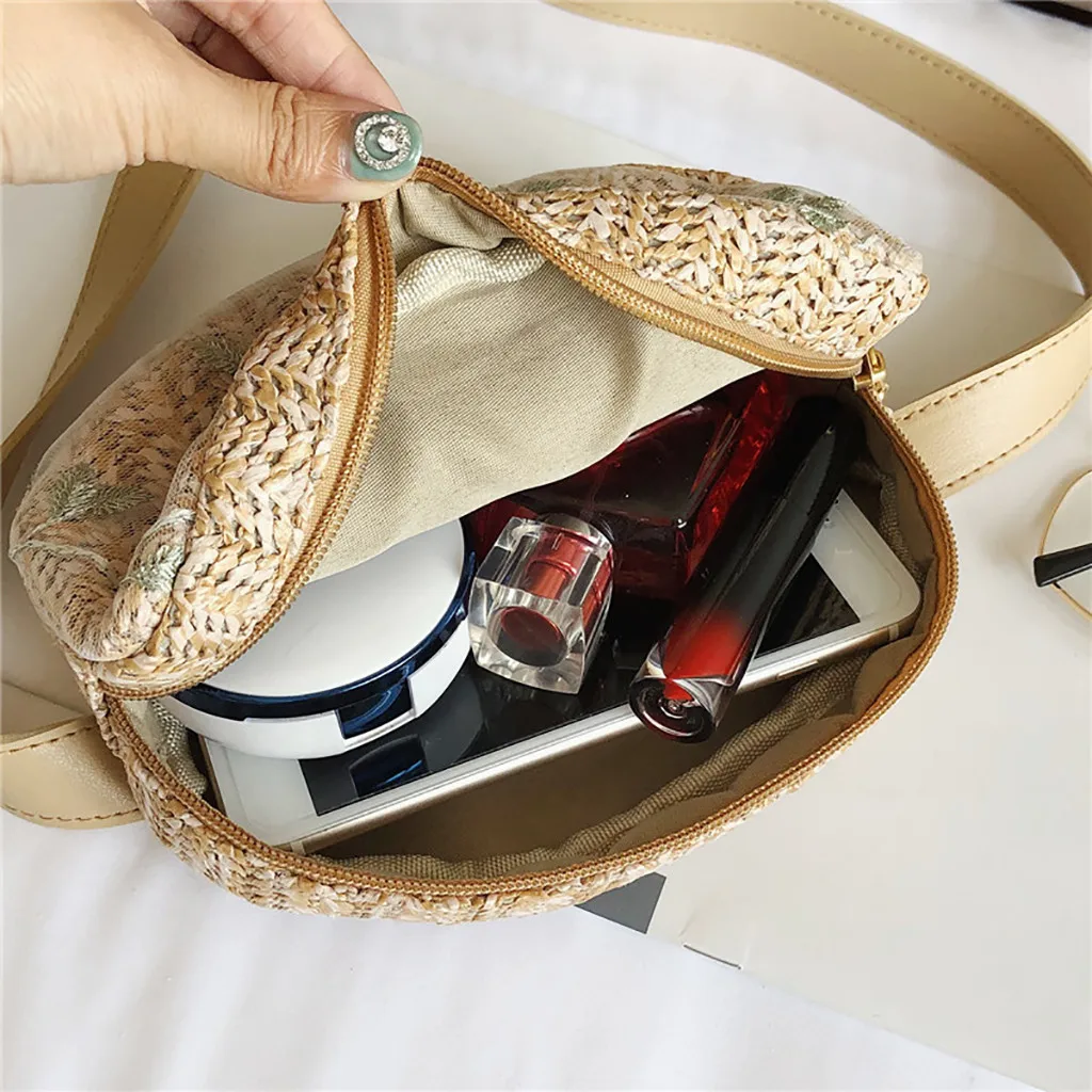 Fashion Chest Bag Casual Summer Women Lace Straw Simple Versatile Messenger Bag Waist Chest Bag Crossbody Mobile Phone Bags