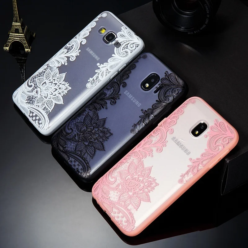 

Sexy Floral Phone Case for Samsung Galaxy J2 J3 J5 J7 2016 J4 J6 J8 2018 Pro Prime 2017 Lace Mandala Hard PC + TPU Back Cover