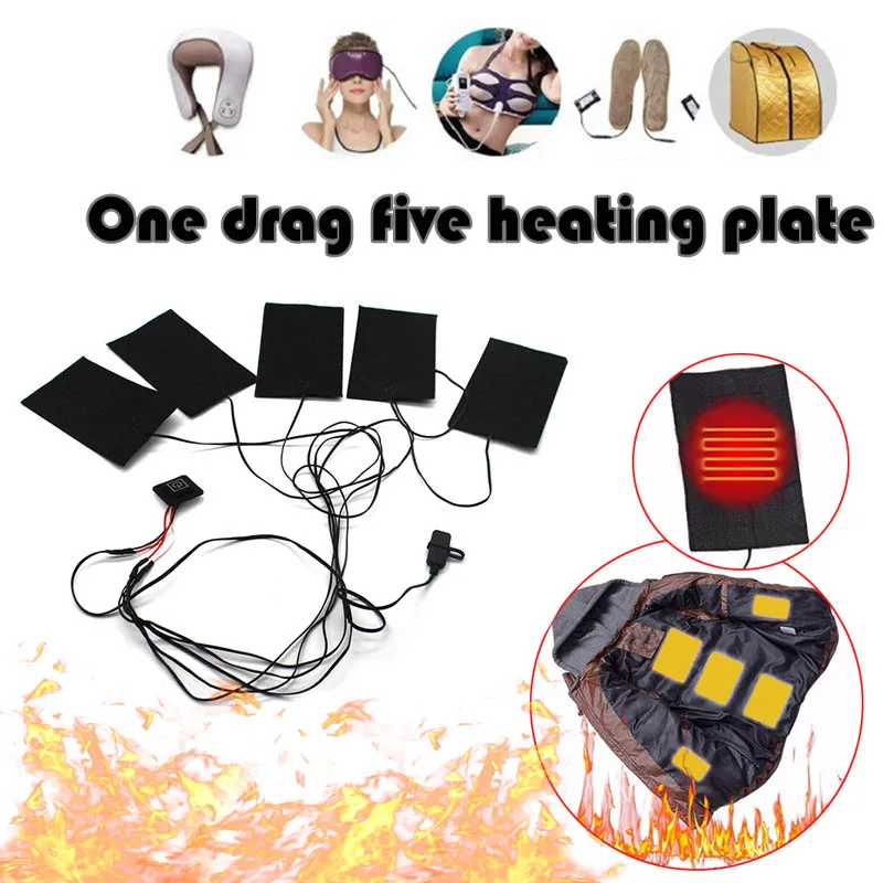 

1/2/3/5Pcs USB Carbon Fibre Electric Cloth Heater Pads Heating Warmer Vest Warming RT99
