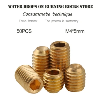 

Free shipping brass set Concave hex socket 50Pcs M4*5mm headless Top wire machine screw standard copper Hot Products