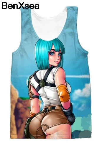 Слоновая кость 3D танк Топ Dragon Ball Z для мужчин и женщин Bulma сексуальный Гоку Супер Saiyan аниме Размер 5XL - Цвет: Слоновая кость