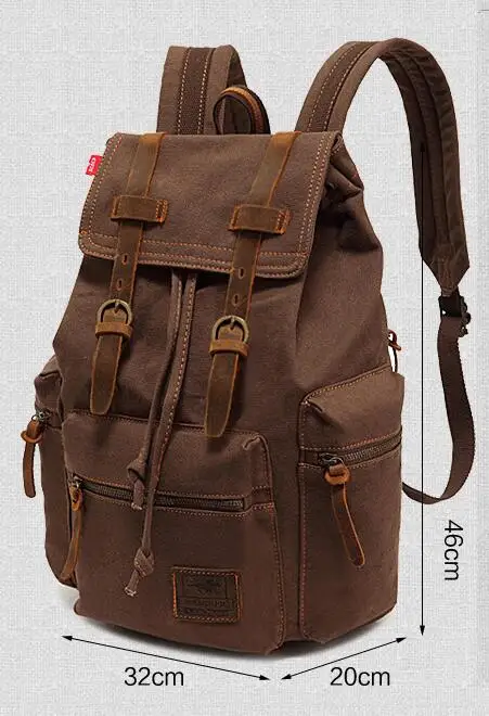 AUGUR New Men's 17 inch laptop backpack computer school backpacks men's vintage canvas large capacity travel backpack school bag