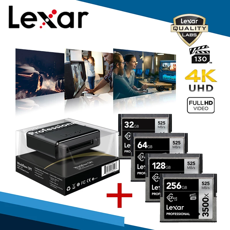 Lexar 3500X Cfast карта с кардридером 512 ГБ CF память 256 Гб памяти 128 кардридер 64 HD 4K 1800P