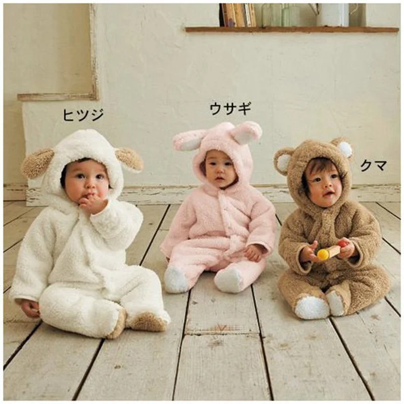 Милая толстовка с капюшоном и ушками кролика для малышей; зимний комбинезон для детей; комбинезон Macacao Bebe; Одежда для новорожденных мальчиков; Одежда для младенцев