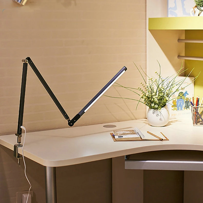 Dobrável com Braço Luminária de Mesa Ideal para Estudo Quarto e Escritório e Negócios Longo e 3 Luminária Intensidades Ajustável 3 Luminária dobrável com braço longo e 3