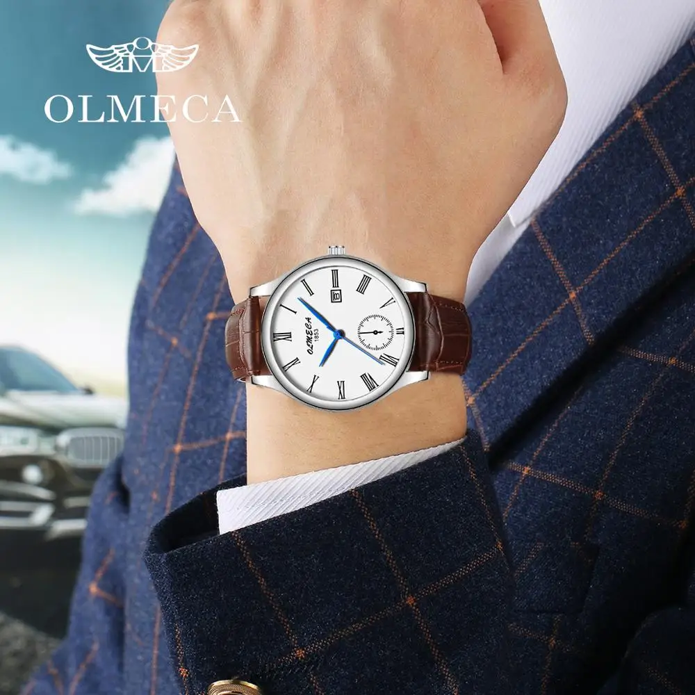 OLMECA couple watch brown leather watch band quartz watch clock 2019 new fashion hombre y mujer 2