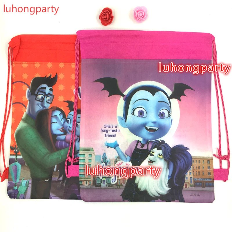 

12pcs 34*27cm cute Vampirina theme cartoon non-woven bag fabrics drawstring backpack,schoolbag gift bags
