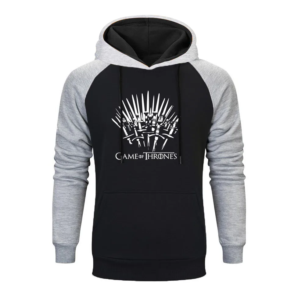 

Game Of Thrones Iron Throne Printed Raglan Hoodie Personalized Casual Men's Sweatshirt Brand 2019 New Autumn Winter Streetwear
