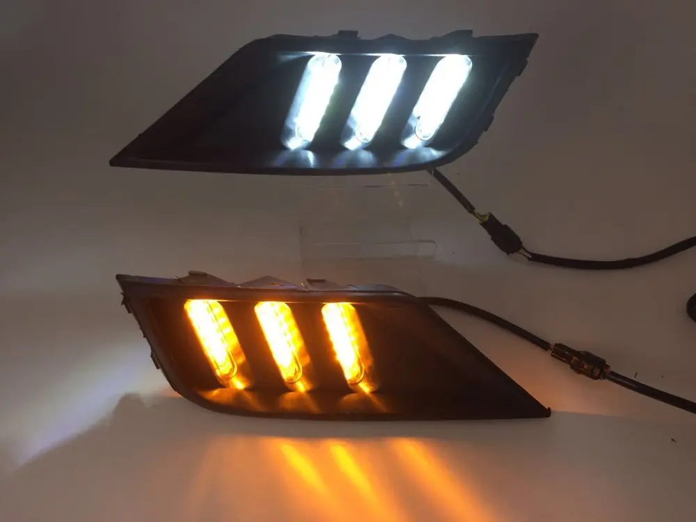 Osmrk led drl daytime running light for volkswagen VW tiguan 2017 2018, yellow turn signal, blue