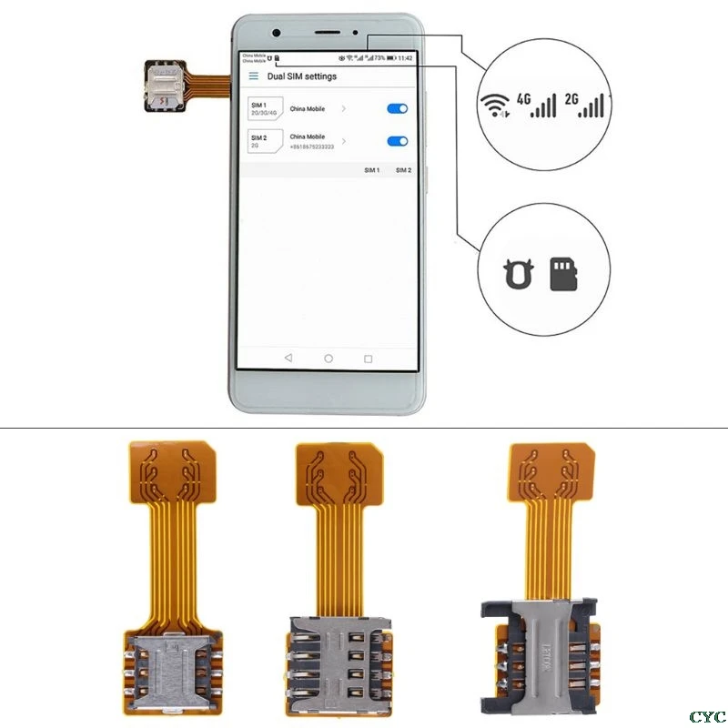 Гибридный двойной sim-карты Micro SD адаптер для Android удлинитель для телефона Nano Mic