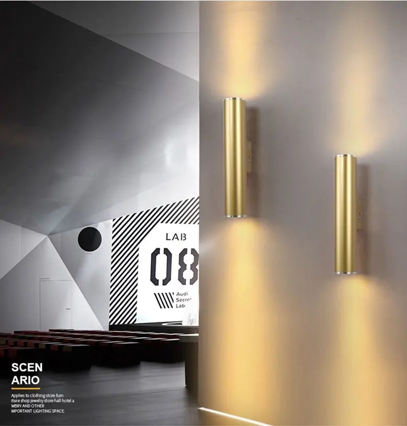 Northern Europe Wall Light Gold Tube Design Wall Lights LED Creative Gold Wall Lamp Loft Bedroom Corridor Bar Coffee Shop Light (7)