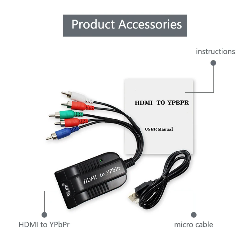 Wiistar hdmi ypbpr 5RCA преобразователь HDMI штекер RGB компонентное видео для игрового ТВ|tv