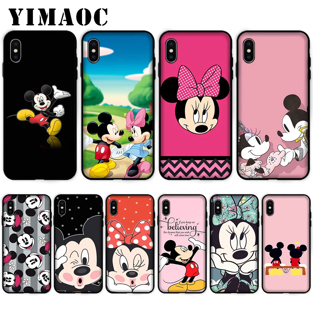 

YIMAOC Mickey Minnie Mouse Soft Case for iPhone XS Max XR X 7 8 6 6S Plus 5 5S SE