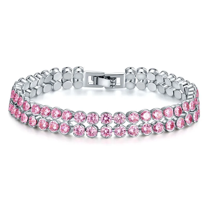 

Utimtree New Double Line Charm AAA Round Cubic Zircon Tennis Bracelets for Woman Pulseira Classic Wedding Jewelry Bracelet Femme