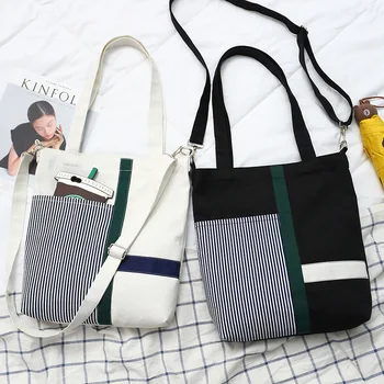 

YILE Cotton Canvas Color Match Shoulder Bag Handbag Cross Body Strap 3 Colors CC12