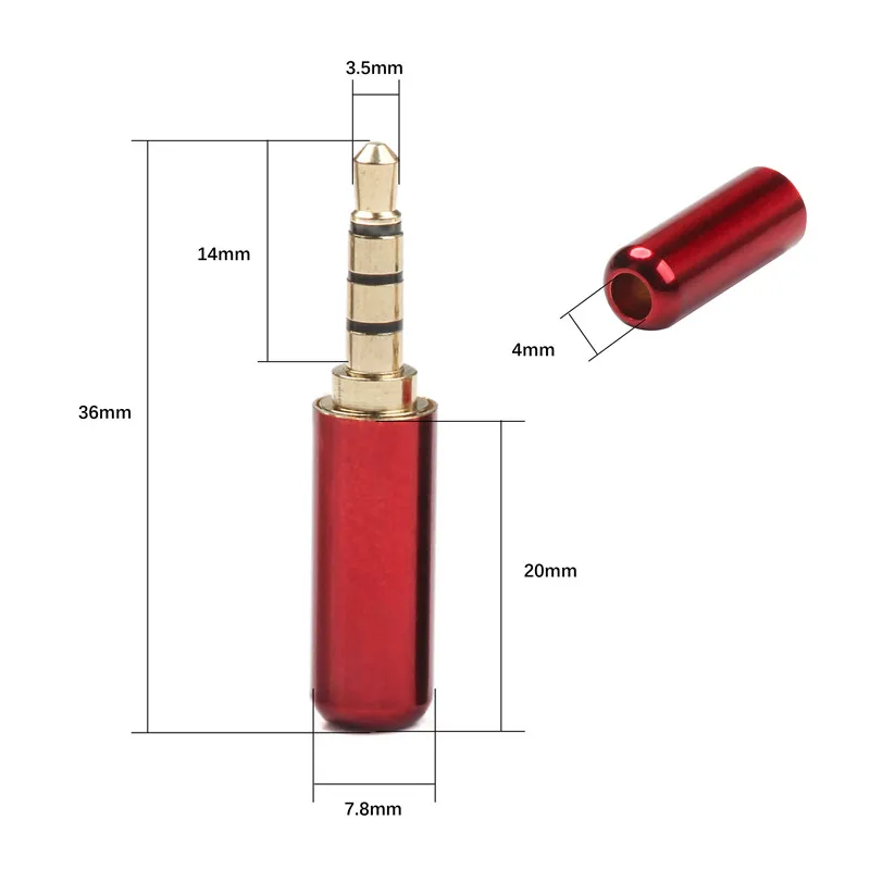 10 шт./компл. мини Джек 4 полюса штекер Алюминий оболочки стерео 4 Pin 3,5 мм разъем провод перелетов! заглушка для разъема для наушников и разъем