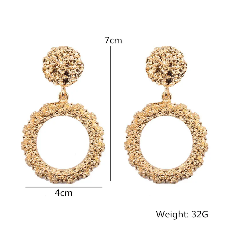 Fashion Ear Jewelry Geometric Hollow Round Drop Earrings For Women Big Brand Hyperbole Dangle Brincos Femmes Party Gift EB849