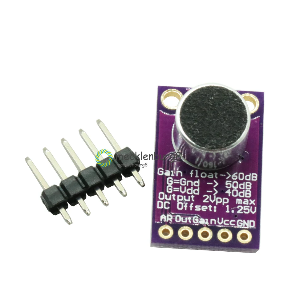 

MAX9814 Microphone AGC Amplifier Board Module Auto Gain Control for Arduino Programmable Attack and Release Ratio Low THD