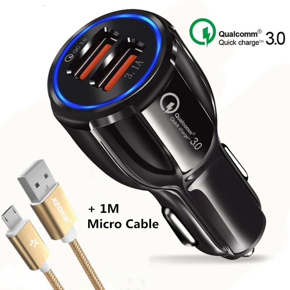 XEDAIN Quick Charge 5V 3.1A 3.0 Charger QC 3.0 9V 12V 2 Port USB Car