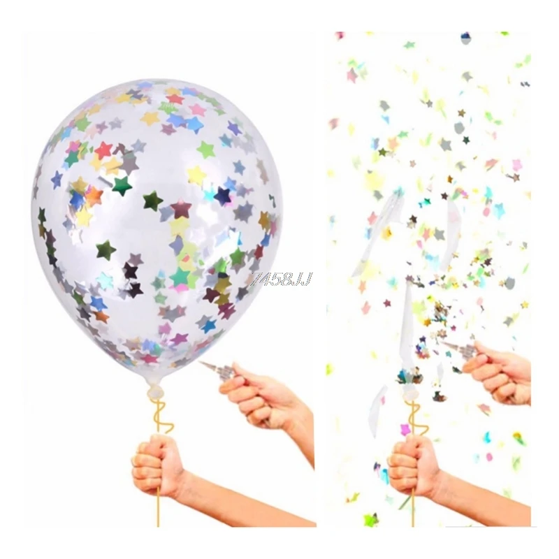 

5Pcs Multicolor Stars Filled Confetti Balloons 12inch DIY Latex Party Wedding Decor G13 Drop ship