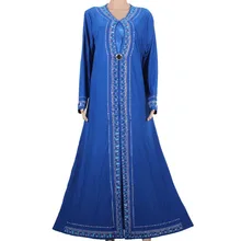 Muslim Abaya Kaftan Islamic Clothing for Women Beading Design Turkish Women Clothes Maxi Abaya in Dubai Kaftan Dress Blue M1258