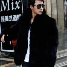 Лидер продаж! зимние теплые мужские искусственная Меховая куртка черный воротник-стойка Мода Повседневная Фокс Меховые пальто Большие размеры пальто с мехом S~ 3XL