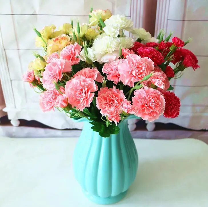 8pcs Artificial Carnation Flower Bunch Simulation Carnations silk