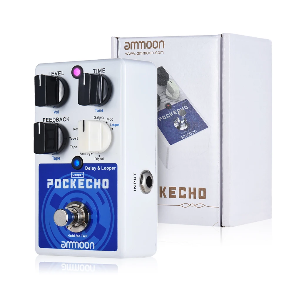 Ammoon POCKECHO Delay& Looper гитарный эффект педаль 8 эффектов задержки Макс. 300s петля время нажатия темп функция металлический корпус True Bypass