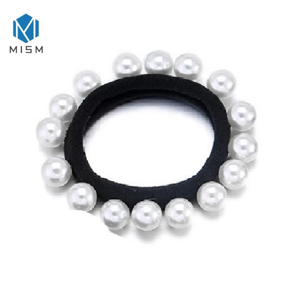 

Women Hair Accessories Pearls Beads Headbands Ponytail Holder Girls Scrunchies Vintage Elastic Hair Bands Rubber Rope Headdress