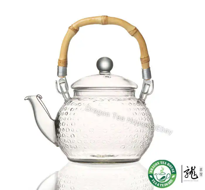 Прозрачный стеклянный чайник с бамбуковой ручкой 600 мл FH 716MNTS|teapot bamboo handle|teapot