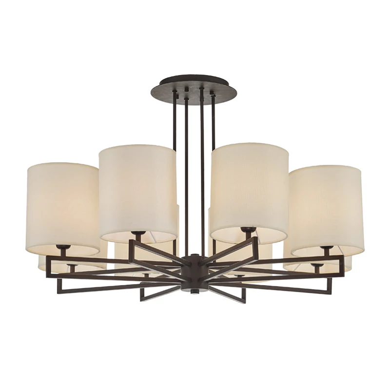 

Retro Fabric lampshade pendant light living room bedroom chandeliers and pendants for room dining iron led Fixture pendant lamp