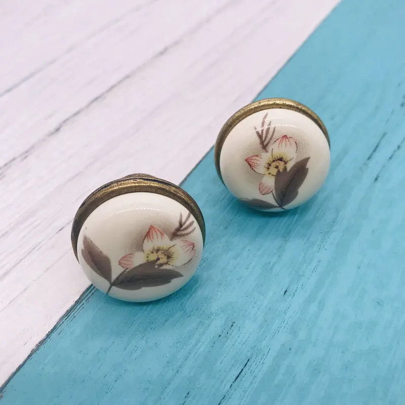 5PCS Exquisite Retro Ceramic Knobs and Flower Painted Round porcelain Handles Fit for Cupboard Drawer Kitchen Pull Handle Knob |