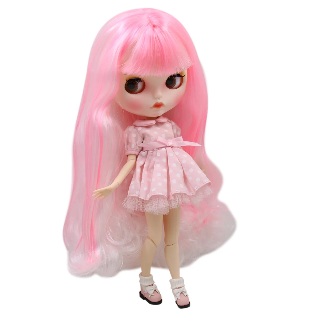 Кукла ICY DBS Blyth для No.BL136/1215 розовый микс белые волосы резные губы матовое лицо с